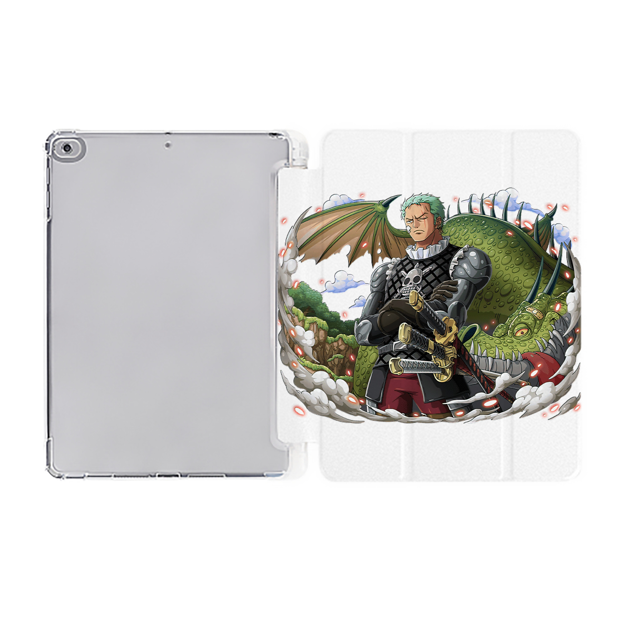 （画像用） ワンピース ロロノア・ゾロ ONE PIECE Roronoa Zoro IPad ケース ペン収納付き 三つ折りスタンド PUレザー×シリコン 対応機種9.5/10.5/10.9インチ